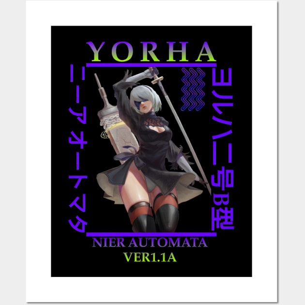 YoRHa 2-gou B-gata Nier Automata Wall Art by HammiltenJohn